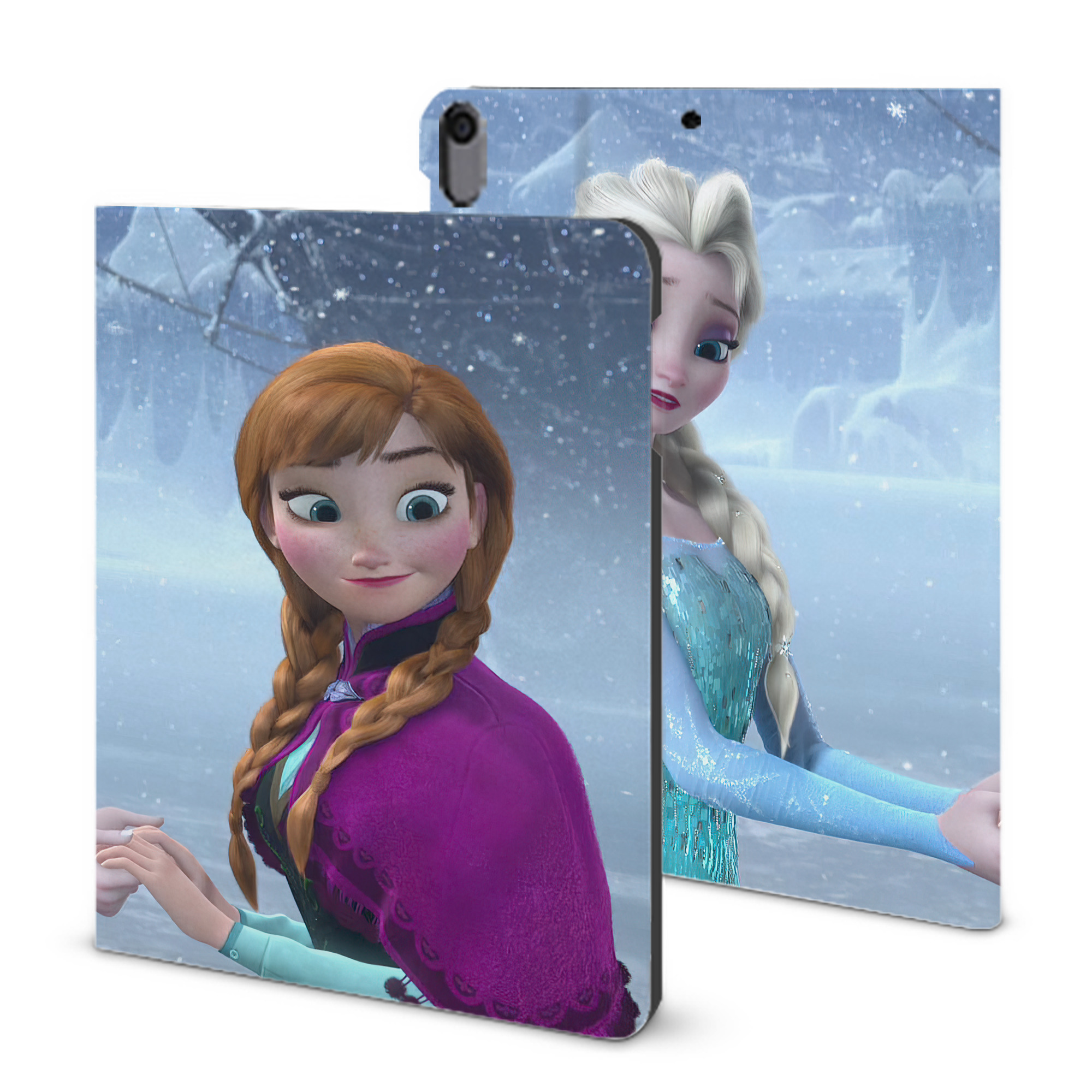 （画像用） アナと雪の女王 アンナ エルサ Frozen Anna Elsa IPad ケース ブック型 PUレザー TPU 耐衝撃 軽量 薄型 ペン収納なし 全面保護 IPad 各モデル対応